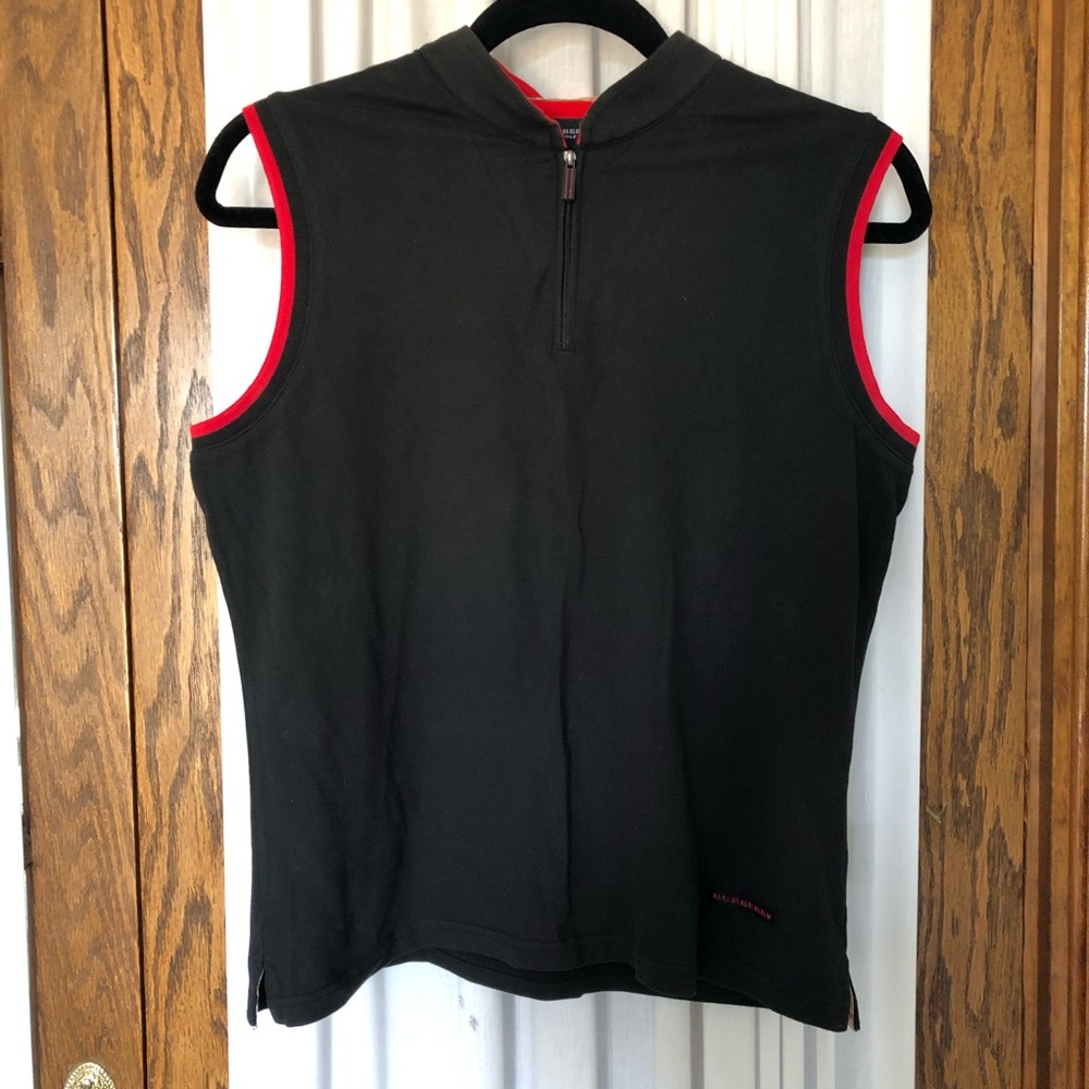 Burberry Black Red Nova Check Quarter Zipper Front Vest - Picture 3 of 11